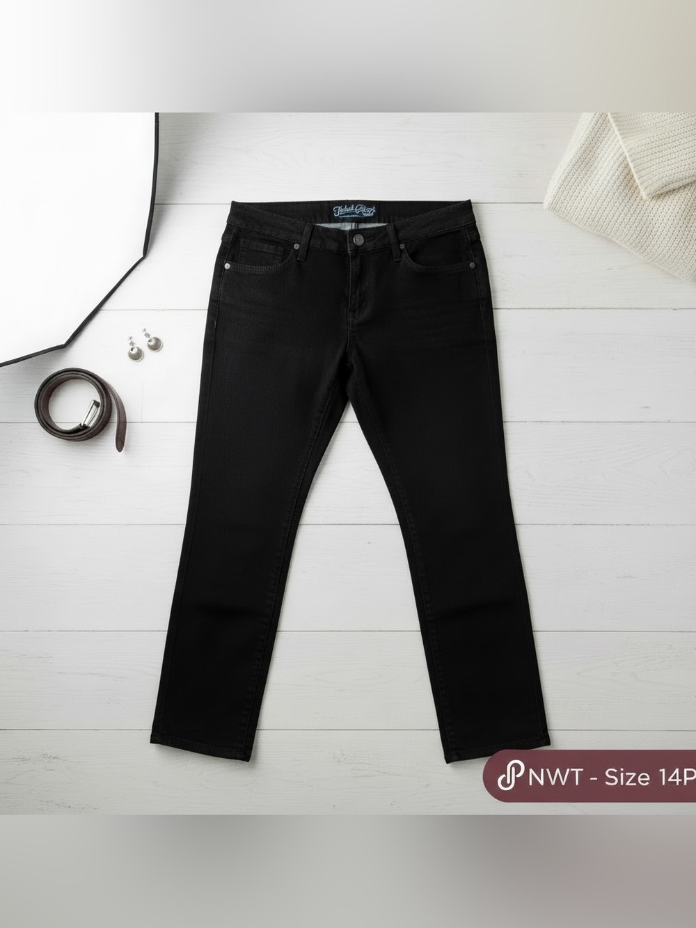 Faded Glory Velvet Touch Skinny Jeans Women’s 14P Petite Black Stretch